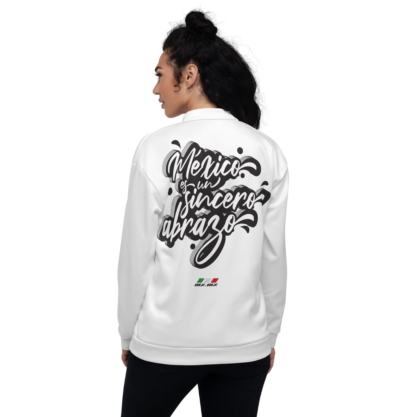 Chaqueta bomber all over unisex "México es un sincero abrazo"